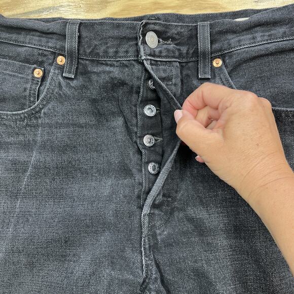 Levi’s 501 Original Button Fly Big E Black Denim Selvedge Men's 32x32 Jeans - Picture 7 of 16